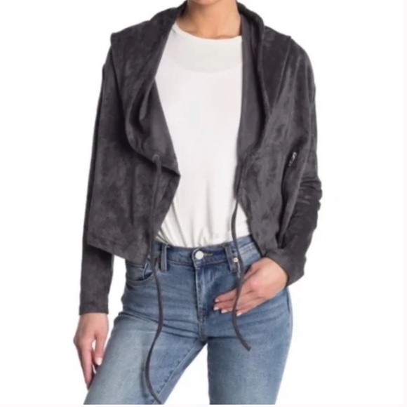 Blank NYC Faux Suede Hooded Jacket Blazer